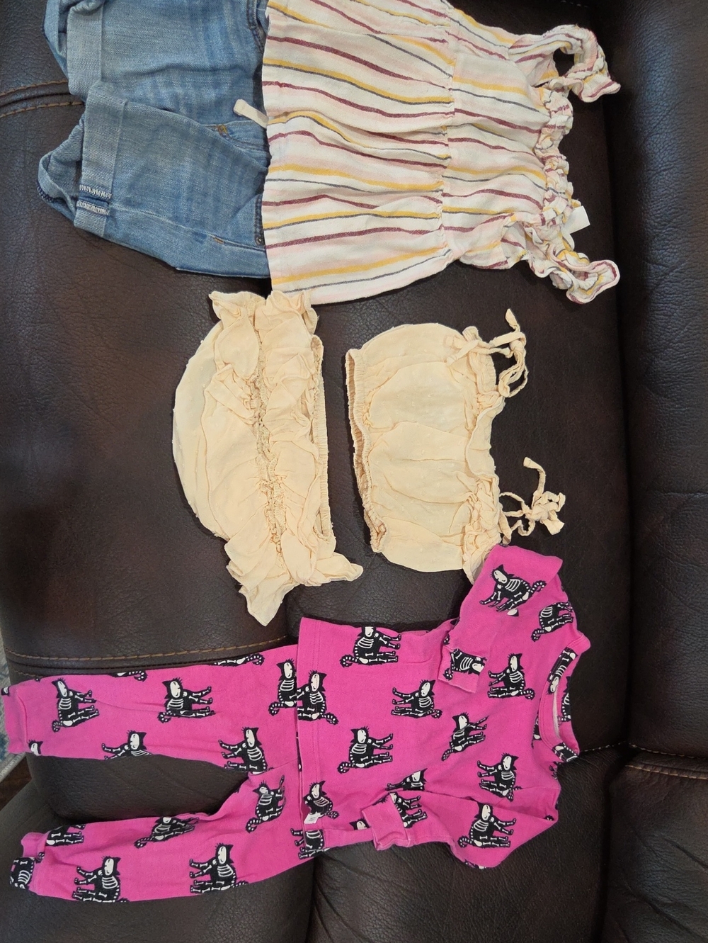 Carter's Top Gap Denim Shorts Cream Romper, Pink Baby Gap Pjs 18-24mts